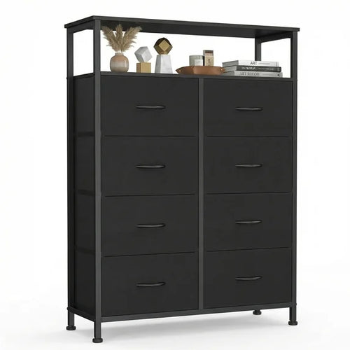 CONCETTA 8-Drawer Fabric Dresser with Open Shelf, Tall Storage Organizer for Bedroom Closet, Living Room, Hallway