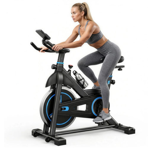 SHOUFTW Home Exercise Bike with APP Control, Magnetic Resistance Bike, Quiet Indoor Stationary Cycle 300lb Capacity