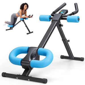 SHOUFTW Adjustable Ab Machine for Home Gym, Foldable Ab Workout Equipment with Knee Protection & LCD Monitor, Core & Stomach Trainer