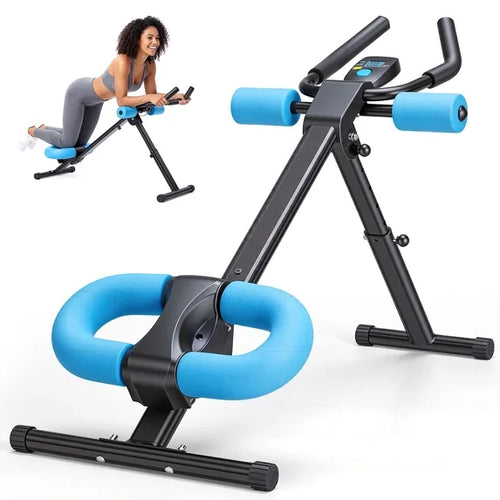 SHOUFTW Adjustable Ab Machine for Home Gym, Foldable Ab Workout Equipment with Knee Protection & LCD Monitor, Core & Stomach Trainer