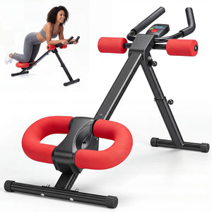 SHOUFTW Adjustable Ab Machine for Home Gym, Foldable Ab Workout Equipment with Knee Protection & LCD Monitor, Core & Stomach Trainer