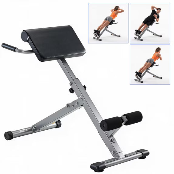 SHOUFTW Roman Chair, Adjustable Back Extension Machine for All-in-One Body Workout, Foldable Home Gym Hyperextension Bench for Posterior Chain and Core Muscles, 264lb Weight Capacity