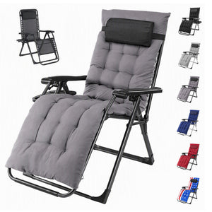SHOUFTW Padded Zero Gravity Lounge Chair with Detachable Cushion & Side Tray, Folding Reclining Patio Chair, Outdoor Lawn Lounger