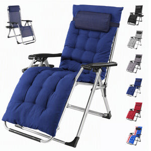 SHOUFTW Padded Zero Gravity Lounge Chair with Detachable Cushion & Side Tray, Folding Reclining Patio Chair, Outdoor Lawn Lounger