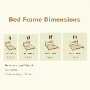 Wood Bed Frame with Headboard, Walnut Finish, Sturdy Slat Support, Ideal for Bedroom and Guest Room
