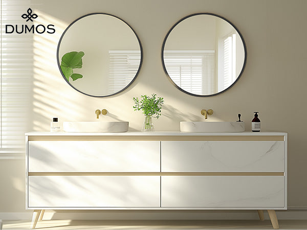 CONCETTA 28-Inch Round Wall-Mounted Mirror, Made Of High-Quality Aluminum, With a Clear And Bright Mirror Surface, Equipped With a Convenient Hook