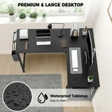 CONCETTA 49in Reversible L Shaped Computer Desk with Storage, Coner Desk with Wooden Desktop, CPU Stand and Side Bag for Home Office & Gaming