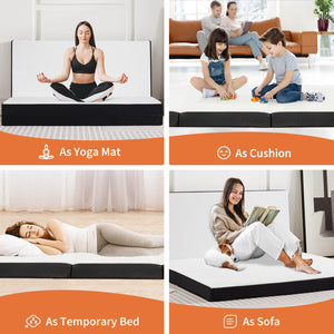 CONCETTA Folding Mattress,Tri-Fold Memory Foam Mattress, Foldable Mattress Topper with Washable Cover
