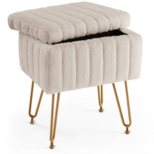 CONCETTA Storage Bench, Vanity Chair with Storage and Adjustable Feet for Makeup