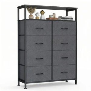 CONCETTA 8-Drawer Fabric Dresser with Open Shelf, Tall Storage Organizer for Bedroom Closet, Living Room, Hallway