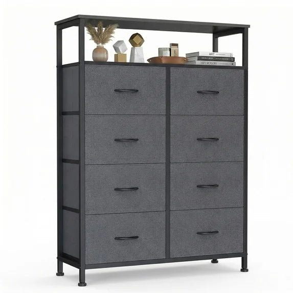 CONCETTA 8-Drawer Fabric Dresser with Open Shelf, Tall Storage Organizer for Bedroom Closet, Living Room, Hallway