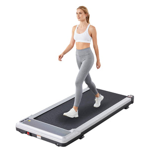 Compact Walking Treadmill for Small Spaces, Quiet Under-Desk Walking Pad with Remote, Slim Portable Design for Home Office Workouts, LED Display, Easy to Store,Silvery