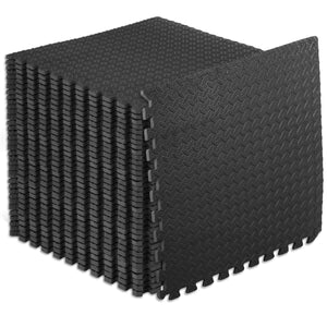CONCETTA Puzzle Exercise Mat ½ in, EVA Interlocking Foam Floor Tiles for Home Gym, Mat for Home Workout Equipment, Floor Padding for Kids, Black, 24 in x 24 in x ½ in, 144 Sq Ft - 36 Tiles