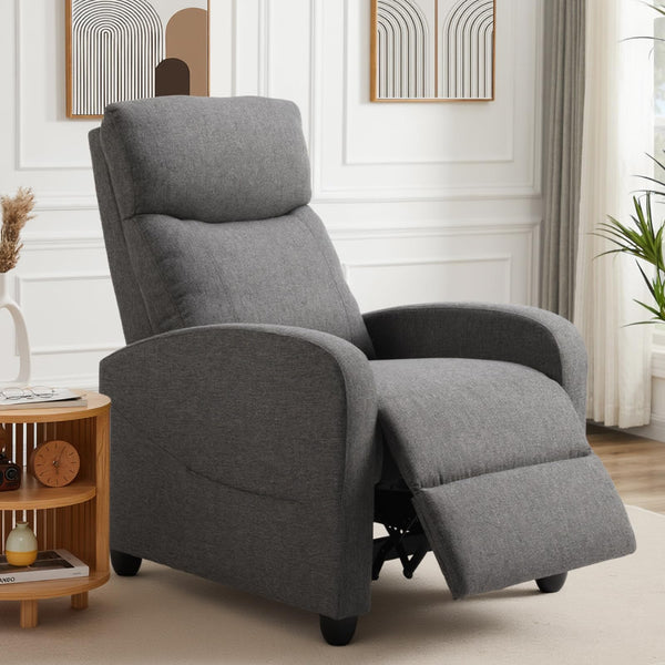 CONCETTA Recliner Chair for Living Room, Comfortable Fabric Home Theater Seat with Lumbar Support, Push Back Design, Overstuffed Cushion, No Massage