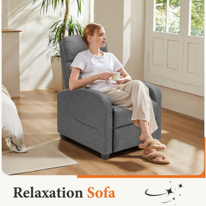 CONCETTA Recliner Chair for Living Room, Comfortable Fabric Home Theater Seat with Lumbar Support, Push Back Design, Overstuffed Cushion, No Massage
