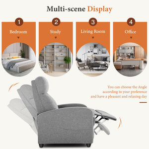 CONCETTA Recliner Chair for Living Room, Comfortable Fabric Home Theater Seat with Lumbar Support, Push Back Design, Overstuffed Cushion, No Massage