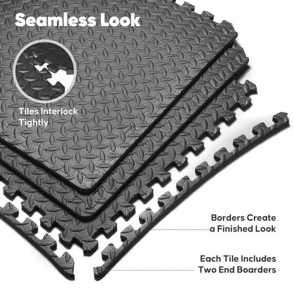 CONCETTA-24 Inch EVA Foam Tiles, 12P Puzzle Exercise Mat for Home Gym, Thick Interlocking Floor Mats, Ideal for Basement Rubber Protection and Outdoor Foam Mat Use