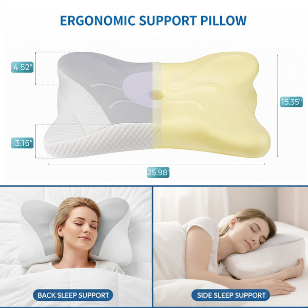 Ergonomic Cervical Pillow Orthopedic Cervical Pillow for Neck Pain Relief, King, Gray