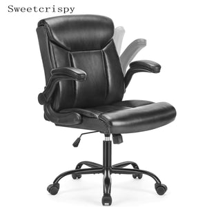 CONCETTA Leather Ergonomic Adjustable Computer Office Chair with Flip-up Armrest, Cushion Lumbar Back Support