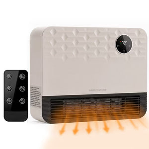 CONCETTA 1500W Wall Mounted Space Heater with 50-110° Oscillation, Remote Control, 15H Timer, Adjustable Temperature and Child Lock for Bedroom, Living Room and Home Office