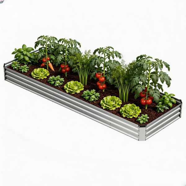 CONCETTA Galvanized Raised Garden Bed, Easy Assembly Outdoor Metal Planter Box, Rust-Resistant Steel Garden Bed for Vegetables, Flowers, Herbs