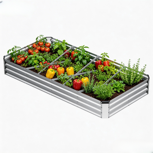 CONCETTA Galvanized Raised Garden Bed, Easy Assembly Outdoor Metal Planter Box, Rust-Resistant Steel Garden Bed for Vegetables, Flowers, Herbs