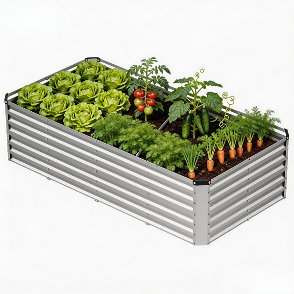 CONCETTA Galvanized Raised Garden Bed, Easy Assembly Outdoor Metal Planter Box, Rust-Resistant Steel Garden Bed for Vegetables, Flowers, Herbs