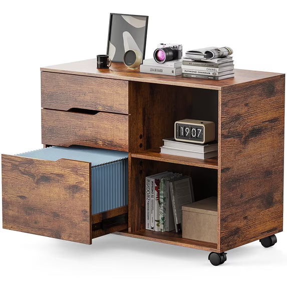 CONCETTA 3 Drawer Mobile File Cabinet with Lock, Under Desk File Storage for Home Office