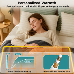 Heated Blanket, ETL Certificated Heating Electric Blanket with 10 Heat Levels, Machine Washable Winter Warmer with Over-Heat Protection