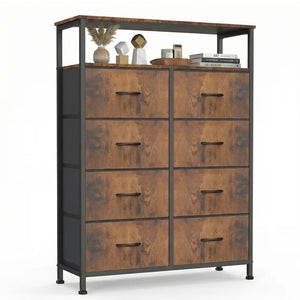 CONCETTA 8-Drawer Fabric Dresser with Open Shelf, Tall Storage Organizer for Bedroom Closet, Living Room, Hallway
