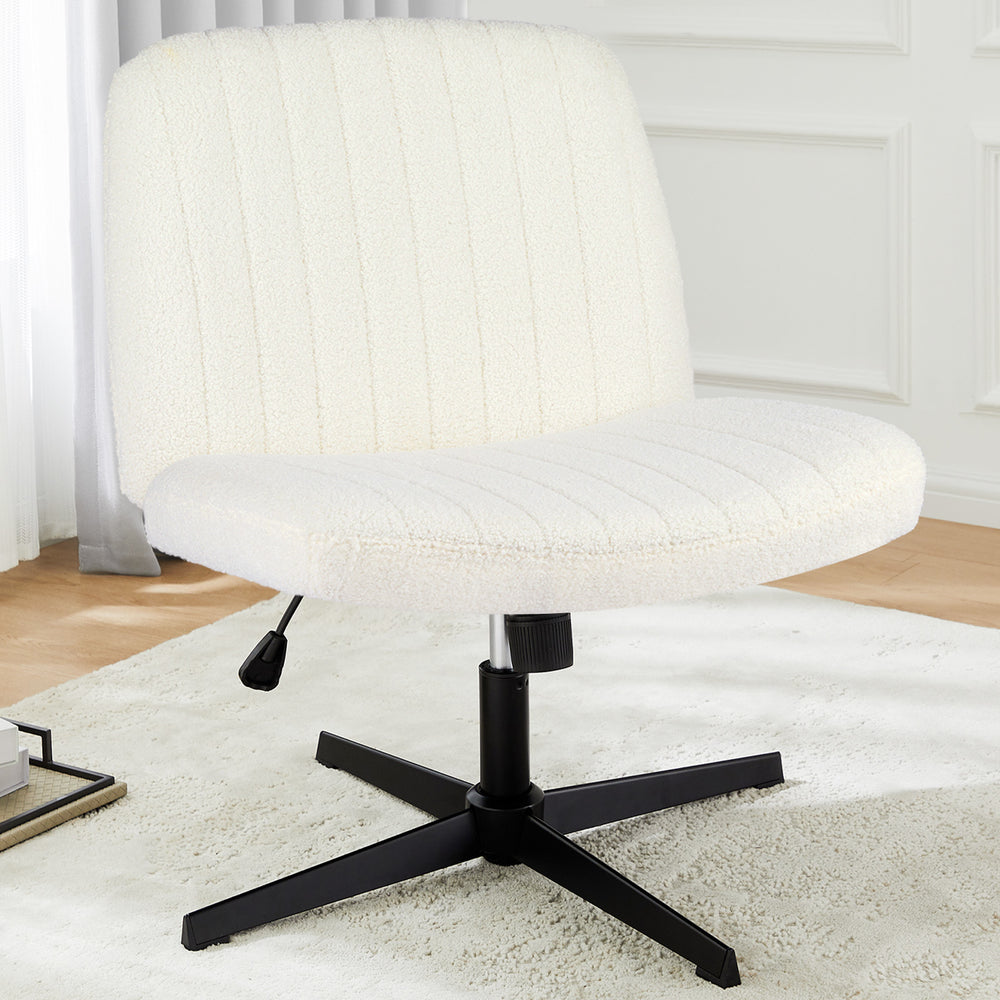CONCETTA Cross Legged Office Chair, Armless Wide Desk Chair No Wheels