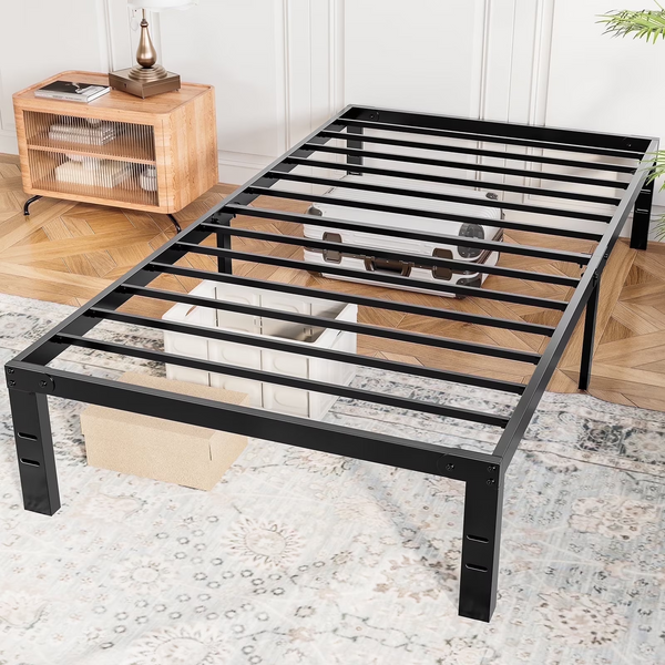 CONCETTA Heavy Duty Metal Bed Frame with Sturdy Steel Slat Support, No Box Spring Needed