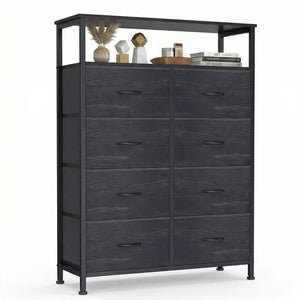 CONCETTA 8-Drawer Fabric Dresser with Open Shelf, Tall Storage Organizer for Bedroom Closet, Living Room, Hallway