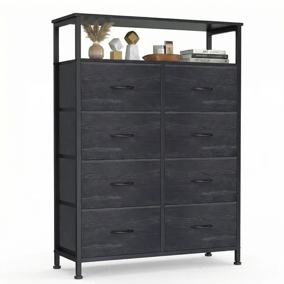 CONCETTA 8-Drawer Fabric Dresser with Open Shelf, Tall Storage Organizer for Bedroom Closet, Living Room, Hallway