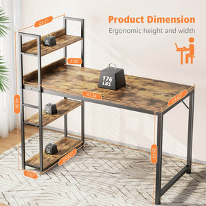 CONCETTA Wood Office Desk with Storage Removable Middle Shelf for Dorm, Student, Gaming