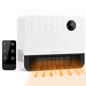 CONCETTA 1500W Wall Mounted Space Heater with 50-110° Oscillation, Remote Control, 15H Timer, Adjustable Temperature and Child Lock for Bedroom, Living Room and Home Office