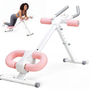 SHOUFTW Adjustable Ab Machine for Home Gym, Foldable Ab Workout Equipment with Knee Protection & LCD Monitor, Core & Stomach Trainer